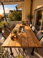 Massiver Gartentisch mit Stühlen und Edelstahlwanne