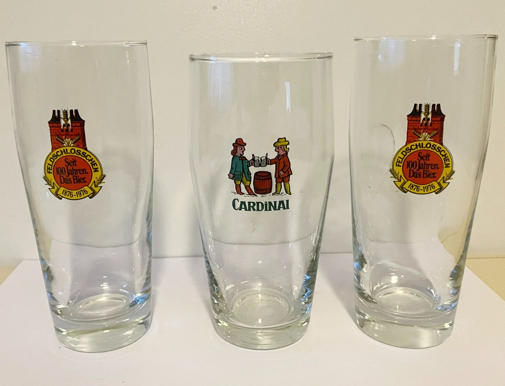 Gläser: 3 Biergläser Feldschlösschen & Cardinal – Gebraucht aus Basel von djwwpp