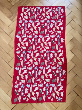 Vintage Frontline Fabric Seiden Schal Katz Swiss Made Zurich