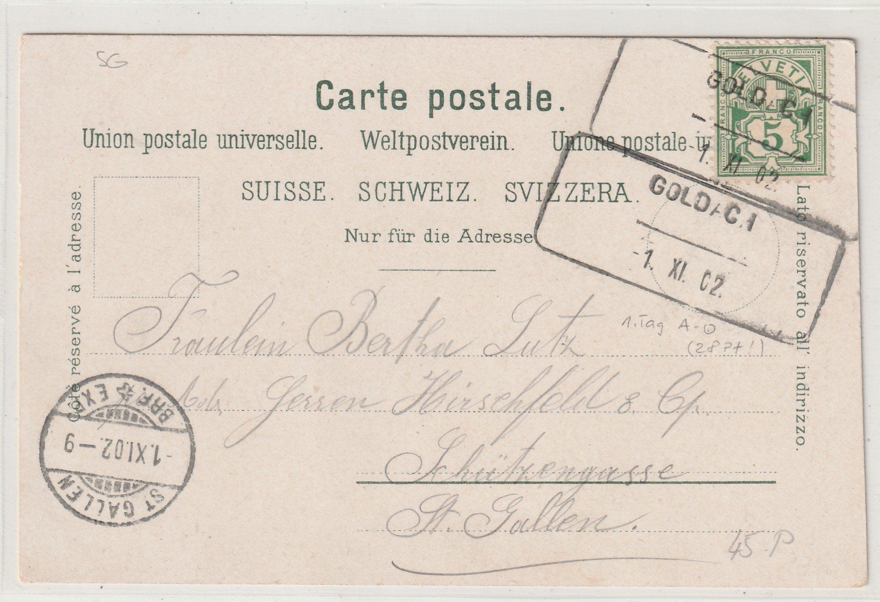 Tous les timbres: Ashilfsstempel Goldach auf Ak – D'occasion à Rorschacherberg par fratovi2