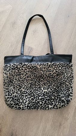 Grand sac cabas noir et léopard