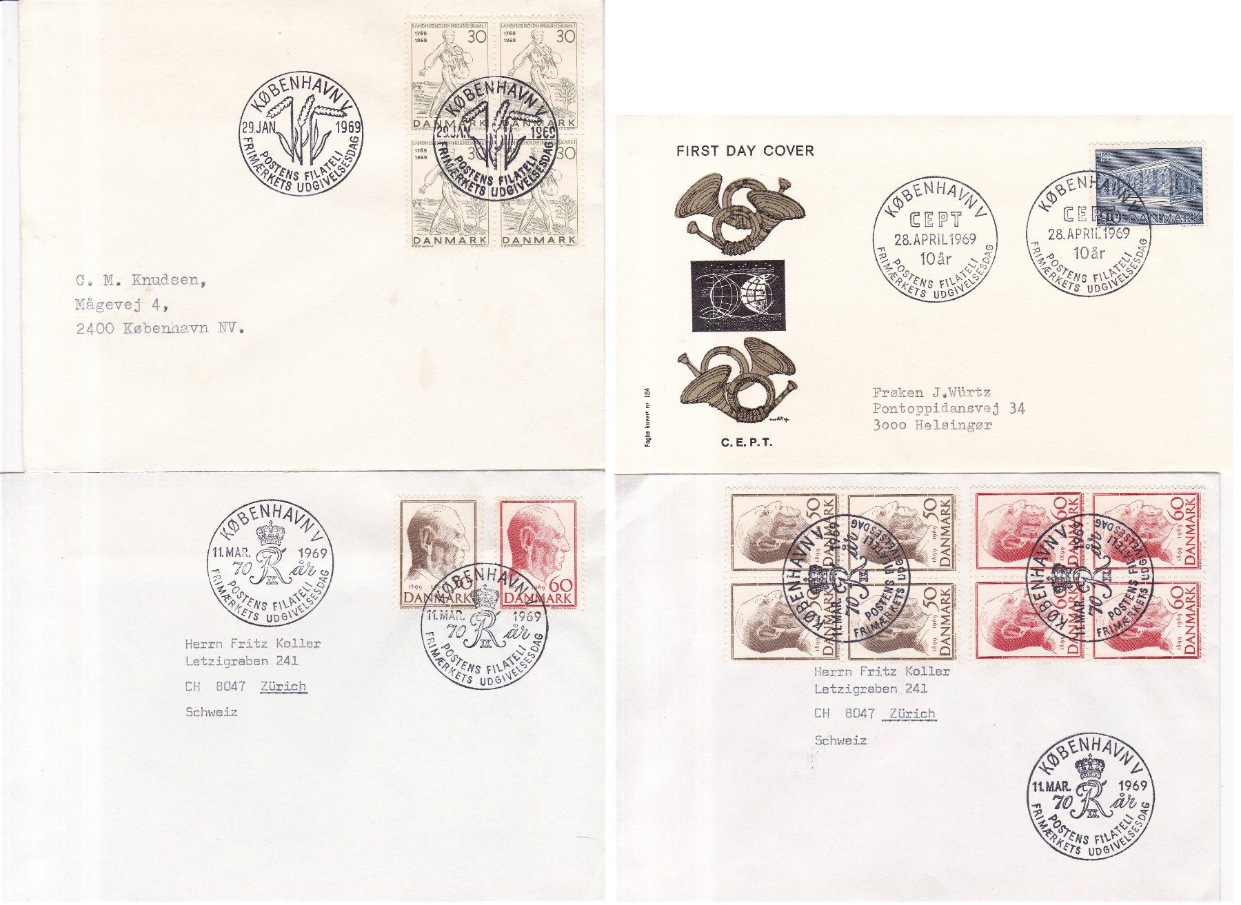 Tutti i francobolli: 54 Stk. FDCs, 1.Tagsbriefe "Dänemark" ab 1947 – Usato da Münchwilen AG venduto da Nesar 8