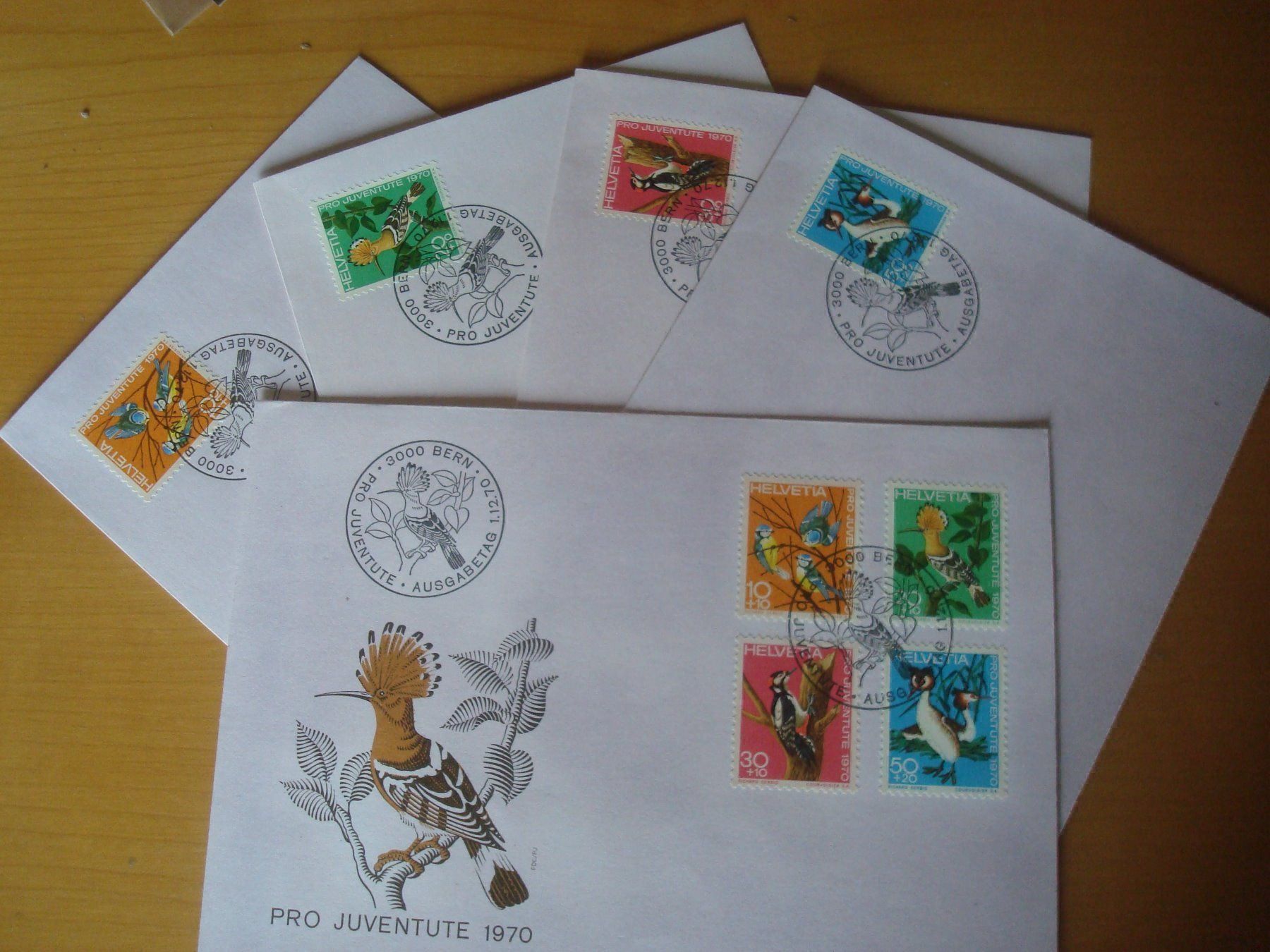 Alle Briefmarken: PJ 1970 FDC Serie einzeln und 4er – Gebraucht aus Gordola von Polentaefung 2