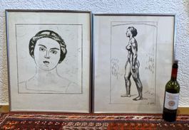 🌟2 x Ferdinand Hodler Litho sig. i. Stein gerahmt perfekt🌟