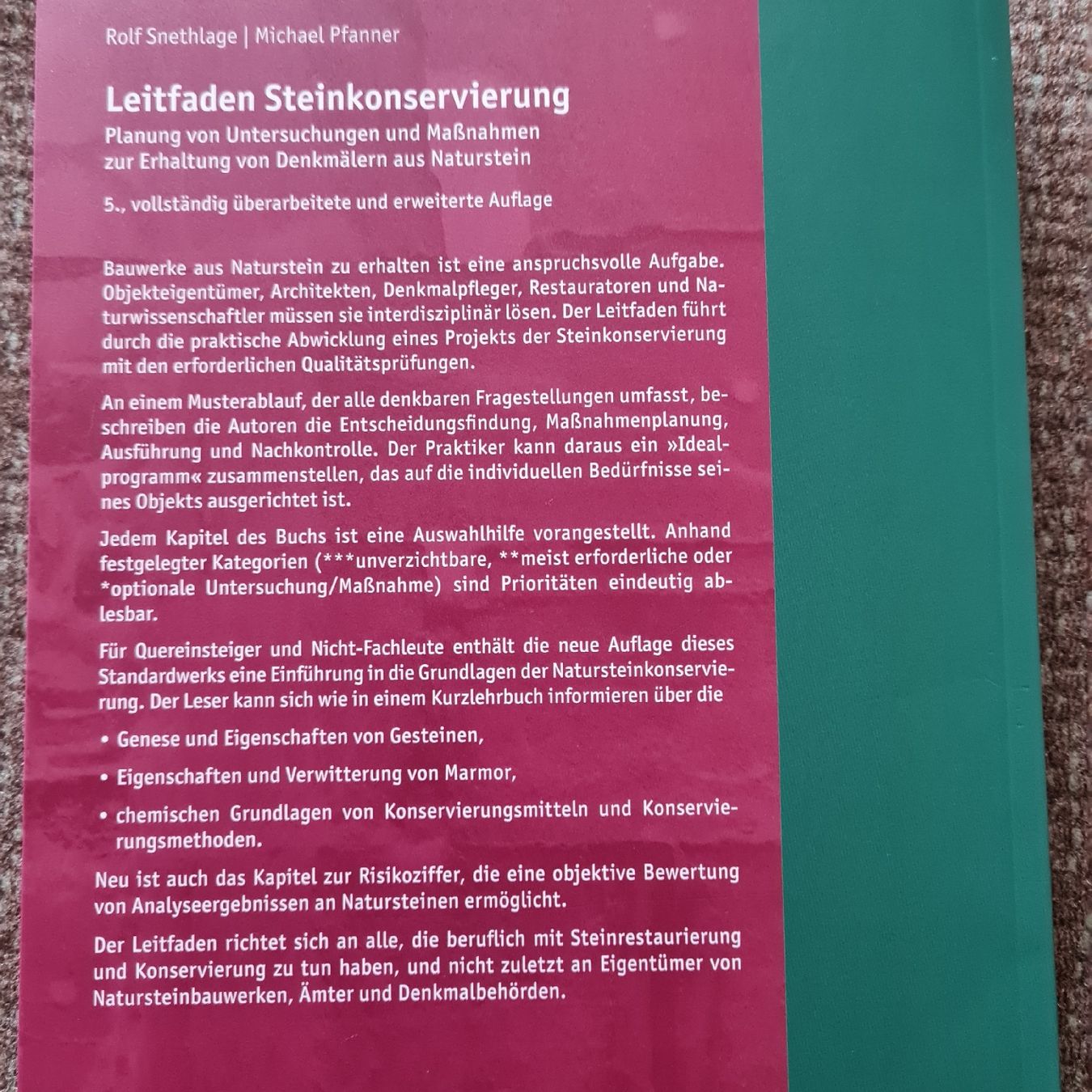 Libri: Leitfaden Steinkonservierung  – Usato da Basel venduto da Piscosour01 7