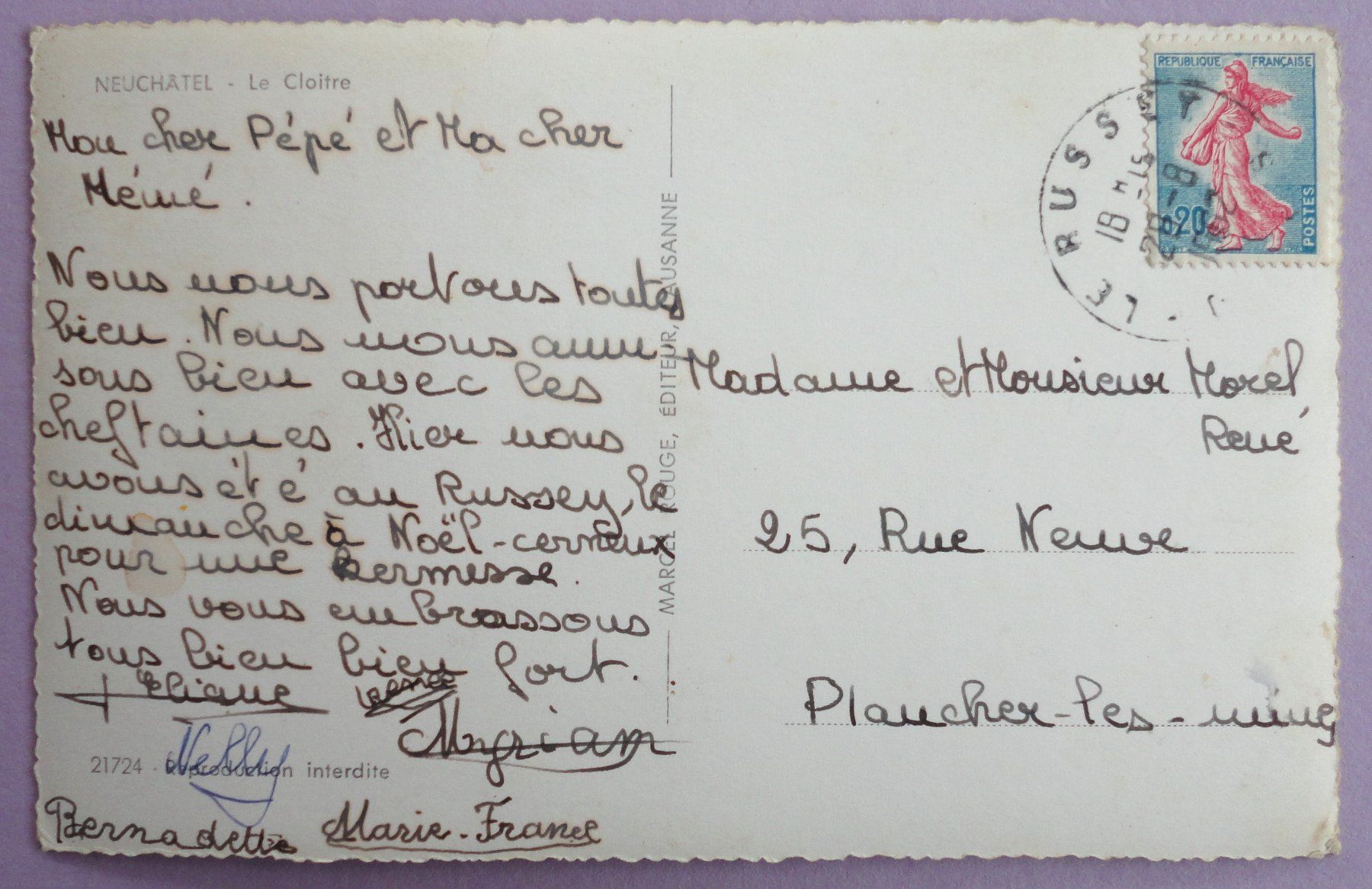 Cartes postales: Neuchâtel - Le Cloître – D'occasion à Fétigny par Billy2miny 1