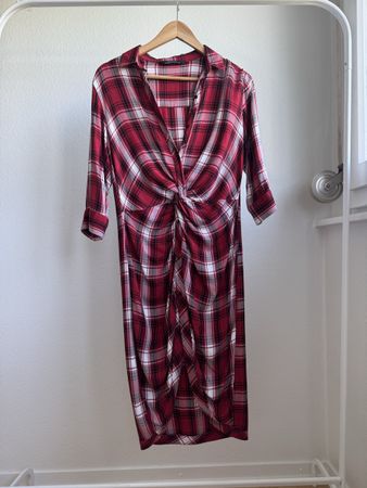 Zara Woman Kleid kariert rot schwarz Grösse S