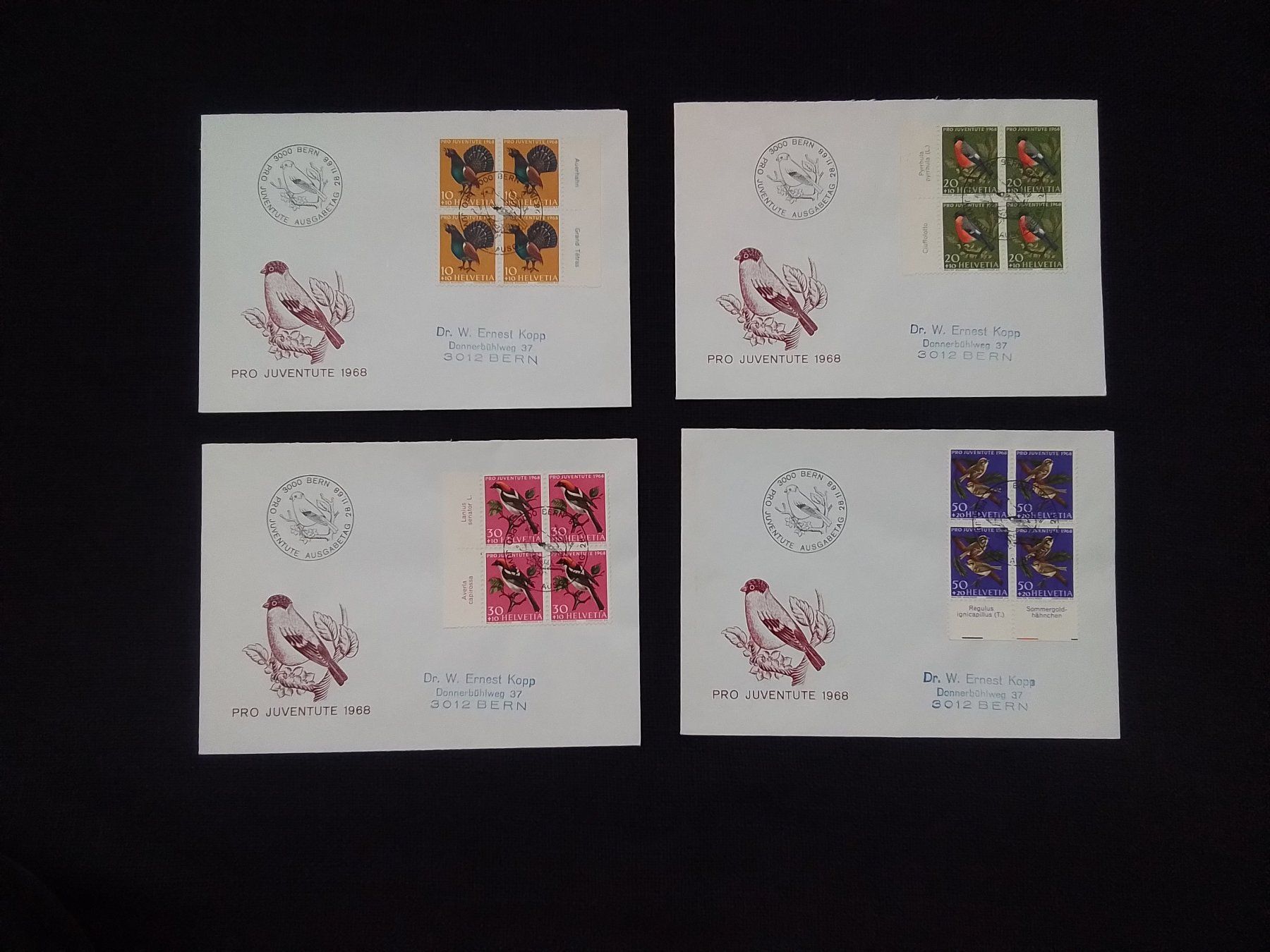 Tutti i francobolli: FDC Pro Juventute Brief 1968 , 4er Block mit tabs – Usato da Reichenburg venduto da Pipo-67