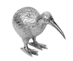 Kiwi Vogel 9 x 9 x 12 Tier Figur Deko Figur Laufvogel Silber