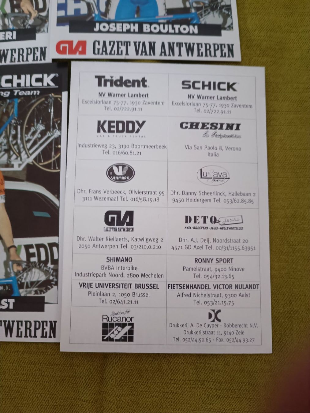 Autografi: Team Trident Schick - 16 Autogrammkarten – Usato da Menziken venduto da Artographs 1