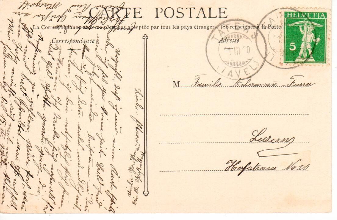 Cartoline postali: Tavers - Institut St. Vinzenz 1910 – Usato da Wolhusen venduto da Curver9 1