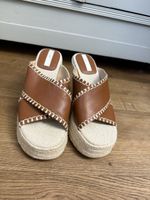 H&M Leder Espadrilles mit Keilabsatz braun Grösse 37