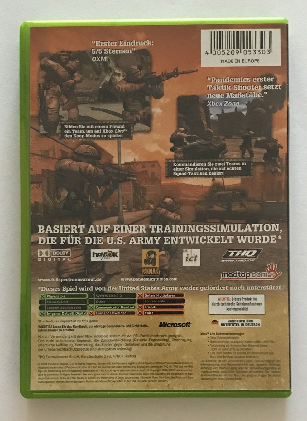 Giochi: XBOX - Full Spectrum Warrior – Usato da Allschwil venduto da Bullach 2