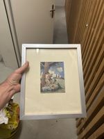 Gerahmtes Bild, Aquarell, Signiert, D. H., Dorfkirche