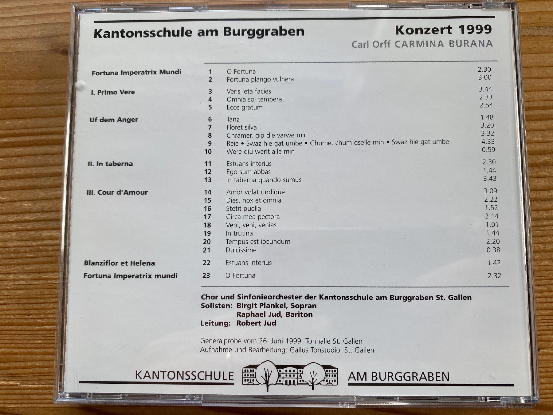 CD: CD - Konzert 1999 - KSSG - Carl Orff – Usato da St.Gallen venduto da kingsamas 2