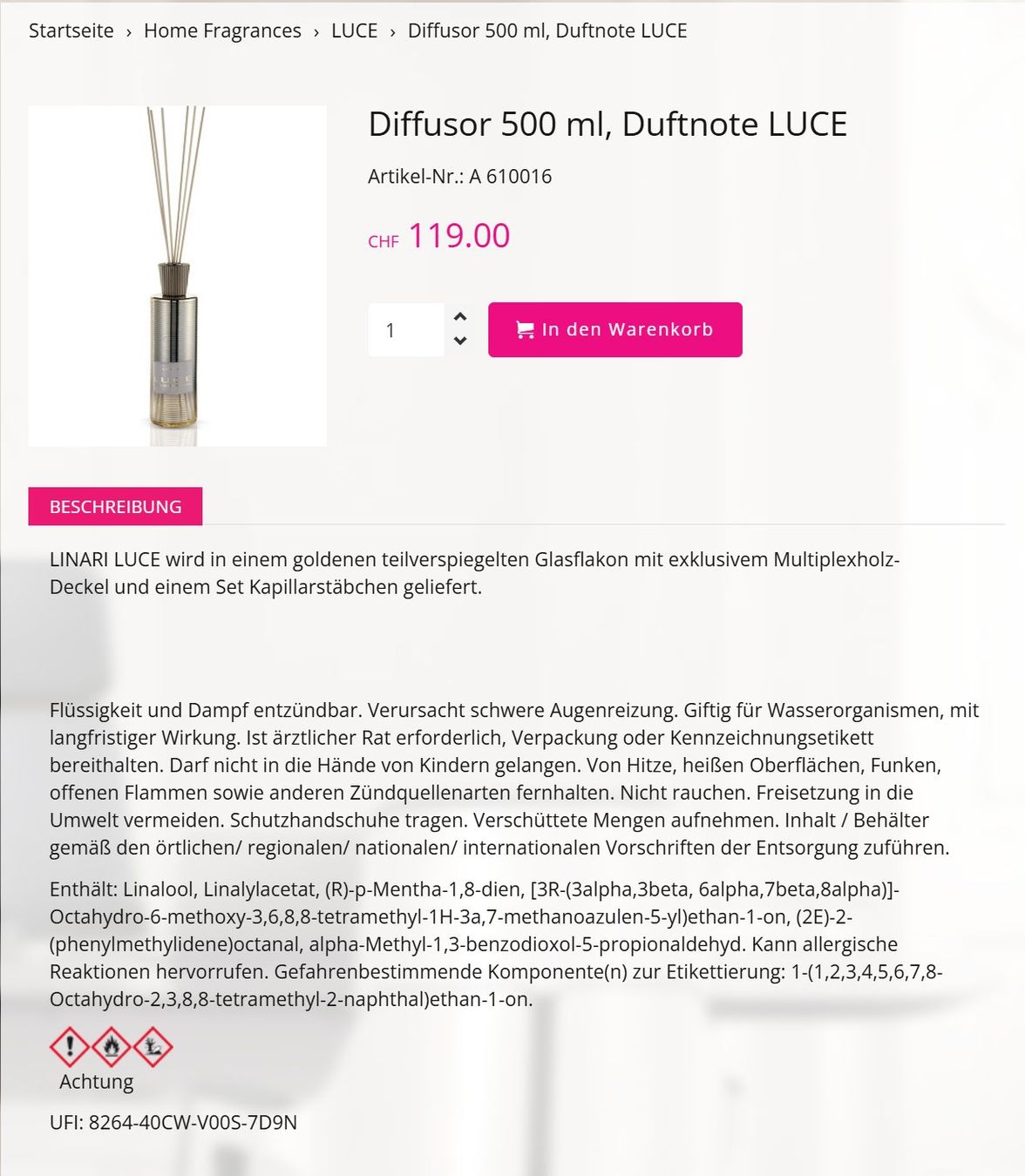 Diffusori di oli essenziali: Linari Luce Art Collection Diffusor + Square Wenge Wood base – Nuovo (secondo la descrizione) da Adliswil venduto da fashionholic 4