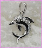Delfin Anhänger mit Zirkonia