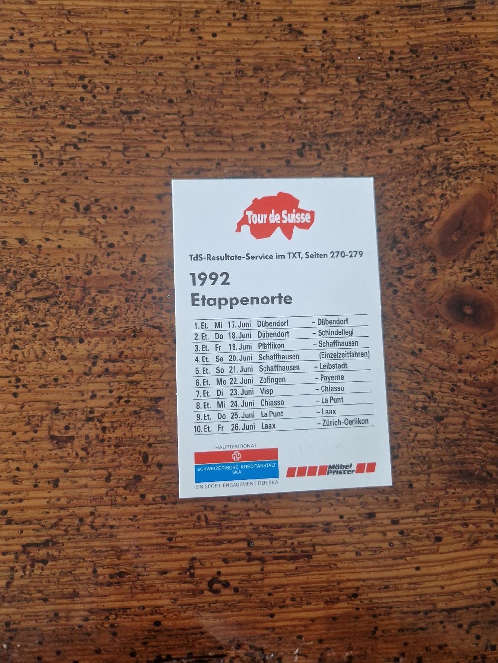 Carte collezionabili: Antiker Tour de Suisse Flyer 1992 – Usato da Teufen AR venduto da trueblue84