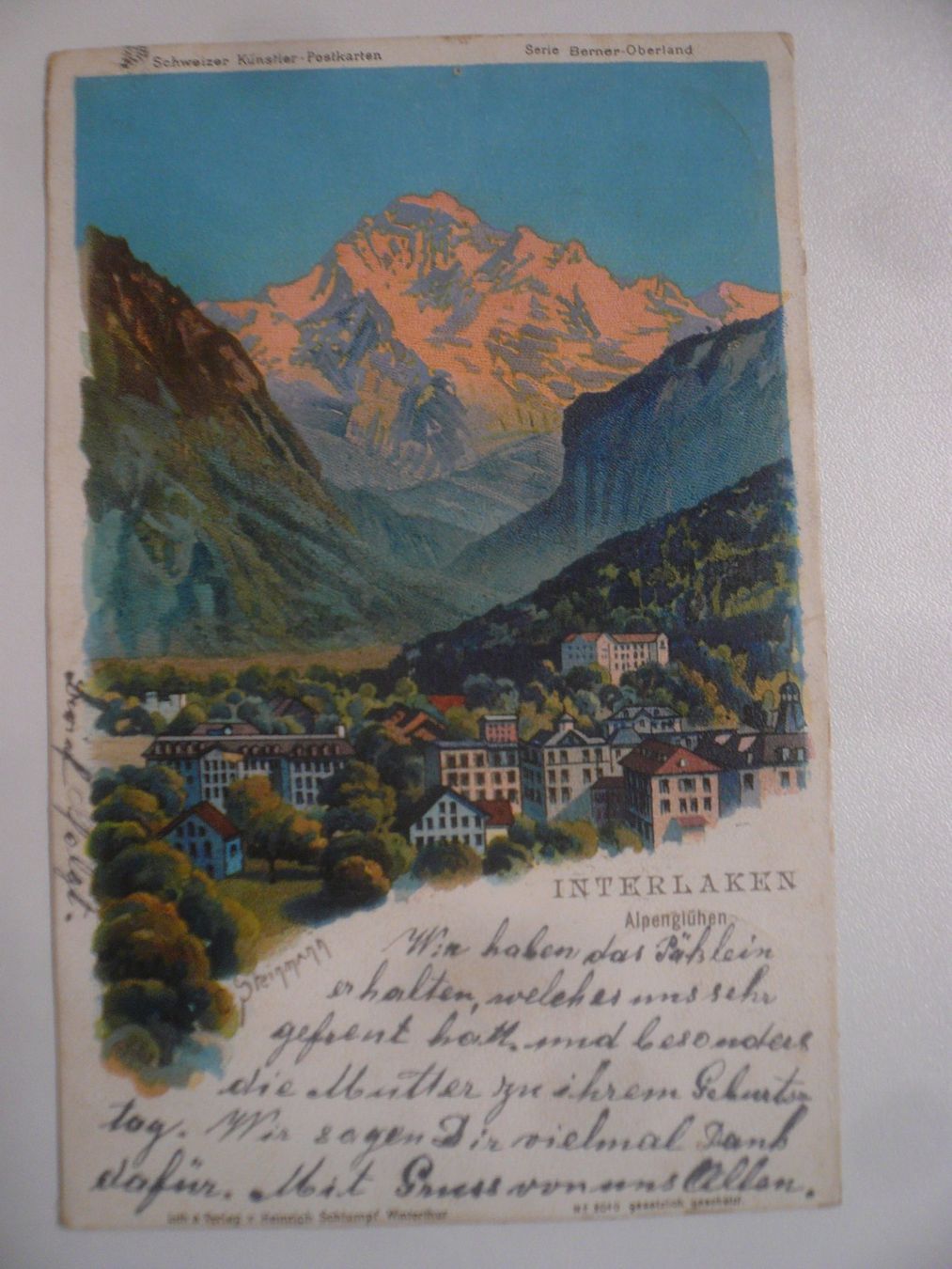 Ansichtskarten: farbigeLithoAK  INTERLAKEN – Gebraucht aus Oberhofen am Thunersee von luuping99