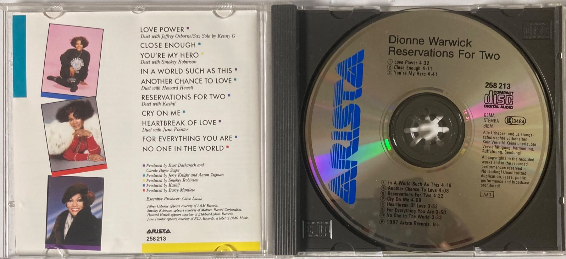 CD: DIONNE WARWIK - RESERVATIONS FOR TWO – Usato da Poliez-Pittet venduto da Newtown-Records 2