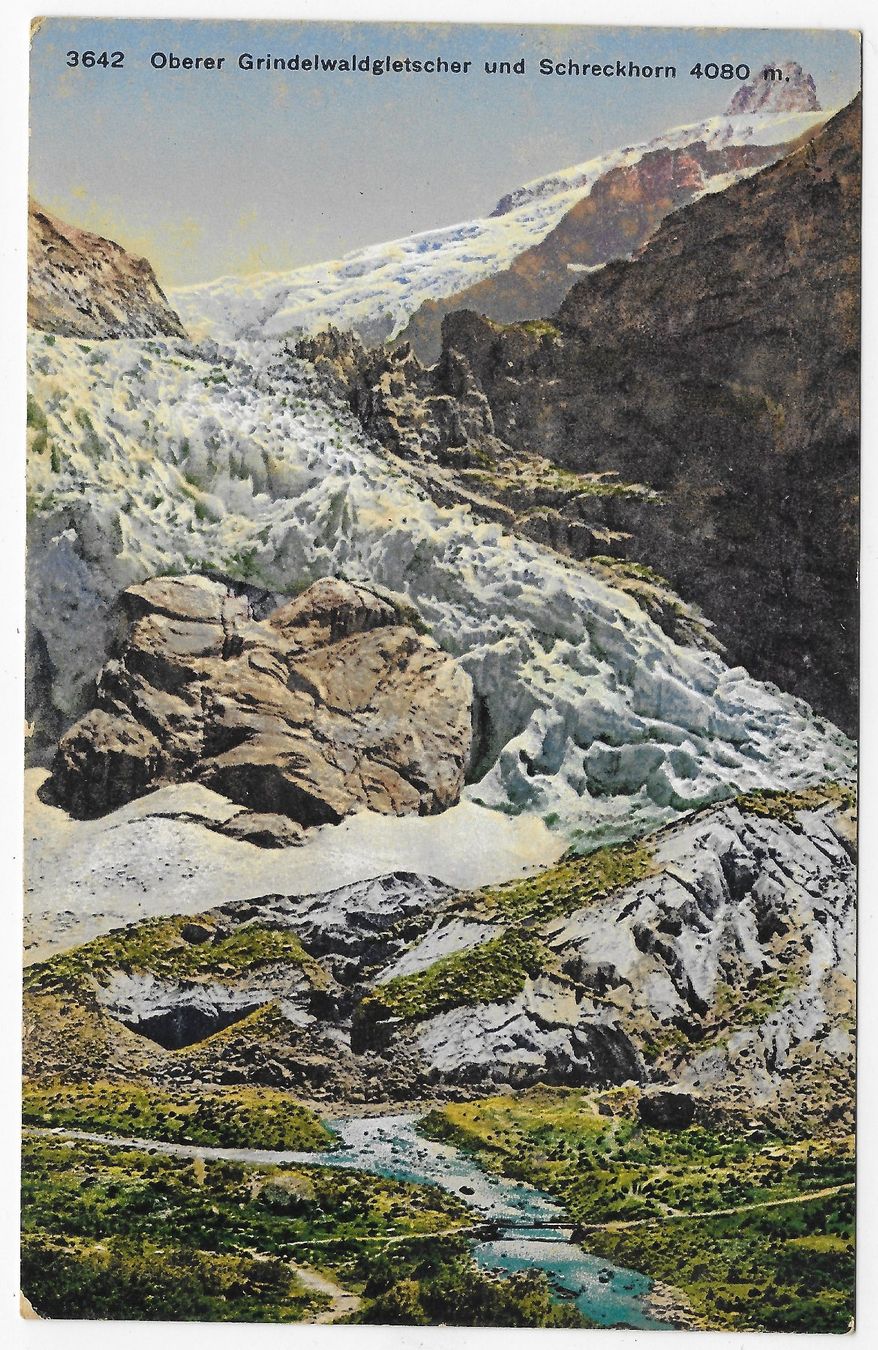 Ansichtskarten: Oberer Grindelwaldgletscher und Schreckhorn – Gebraucht aus Hefenhofen von Richsalz