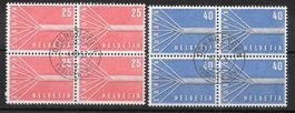 Viererblockserie 332 - 333 gestempelt Obergösgen 1957