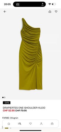 Olive One-Shoulder Kleid von H&M, Gr. S NEU