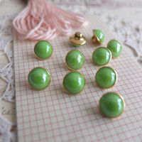 10 x Knopfe gold Apfel grün Stil Vintage bouton vert pomme