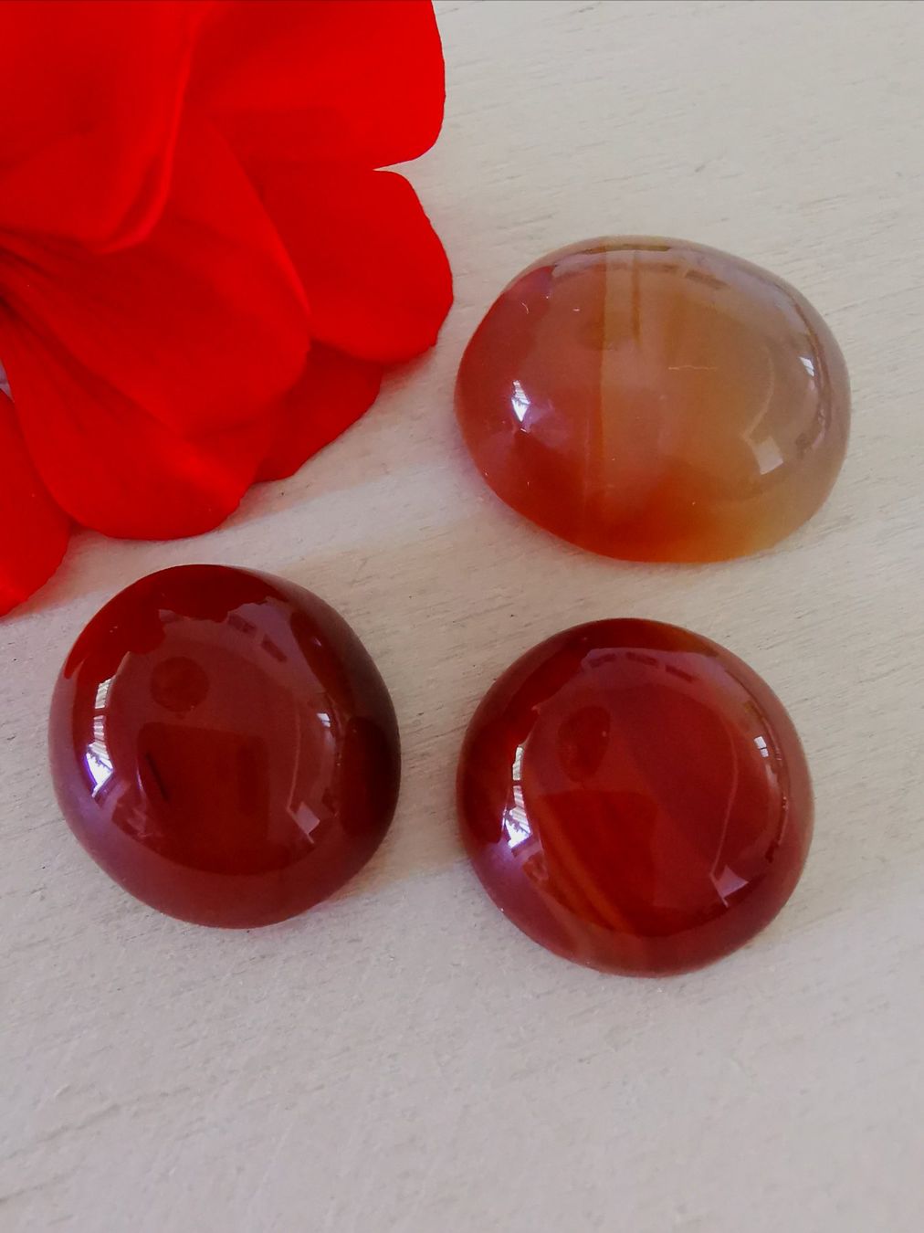 Minerali & Pietre curative: 3 Stk. grosse Karneol Cabochon / Lager-Sondererkauf – Nuovo e nell'imballaggio originale da Dierikon venduto da Buntspecht-10