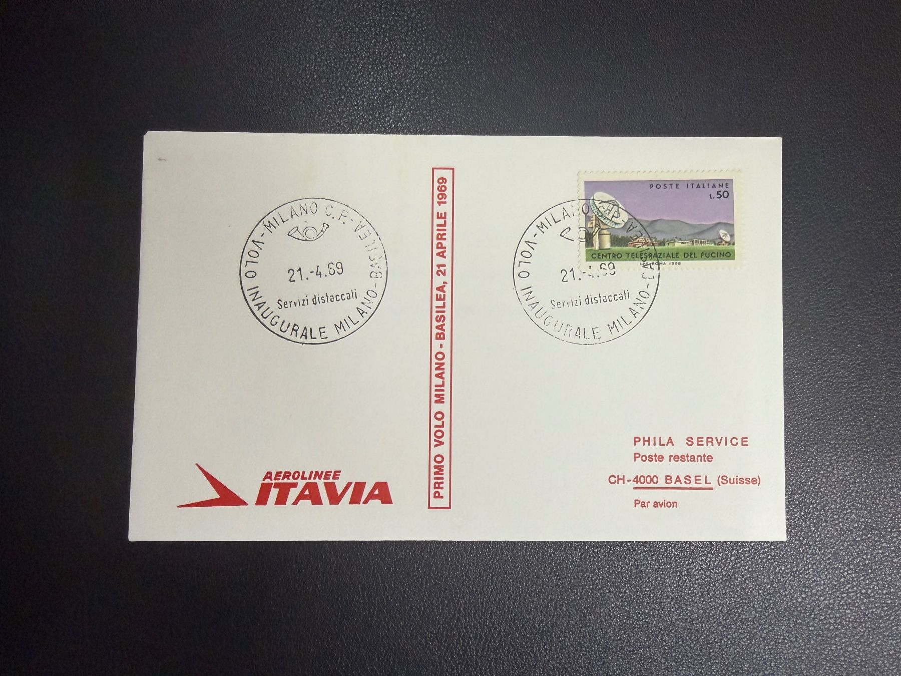 Alle Briefmarken: Itavia Erstflugbrief Mailand - Basel 1969 – Gebraucht aus oberrüti von jeanmei