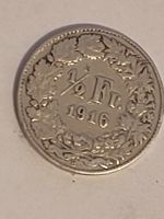 1/2 Franken 1916 Helvetia Muenze guter Zustand