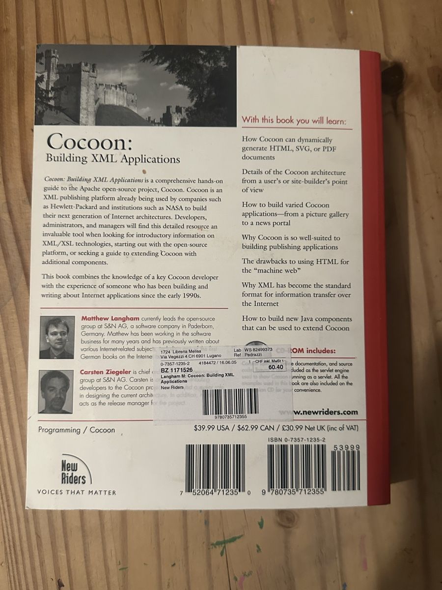 Libri: Fachbuch Cocoon Building XML Applications Informatik Buch – Usato da Fahrwangen venduto da lya_n6l6 1