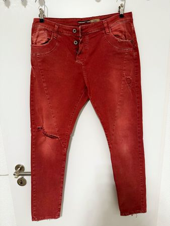 Please Rote Chino Jeans Gr. L, Damen