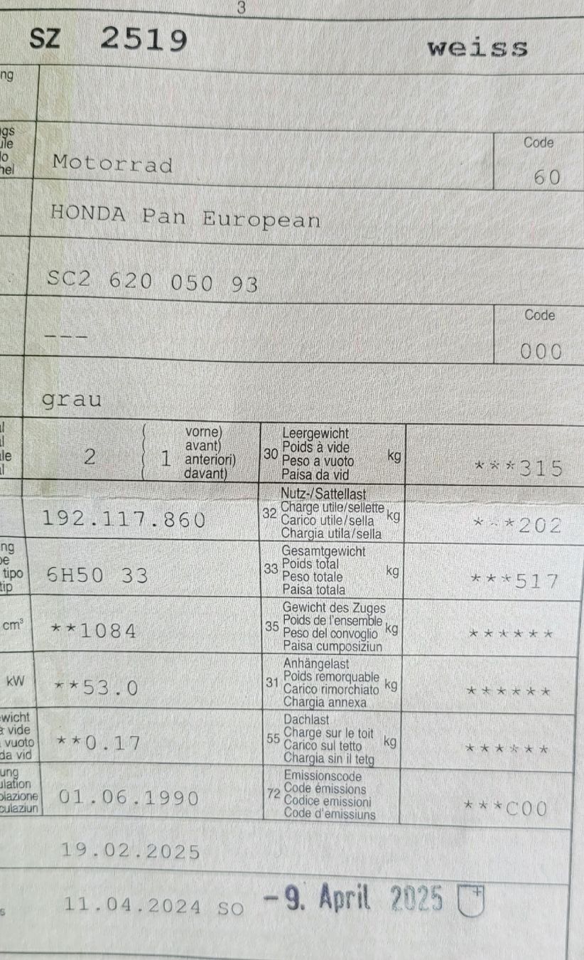 Strada: Honda 1100 Pan European – Usato da Schwyz venduto da KTM2t 5