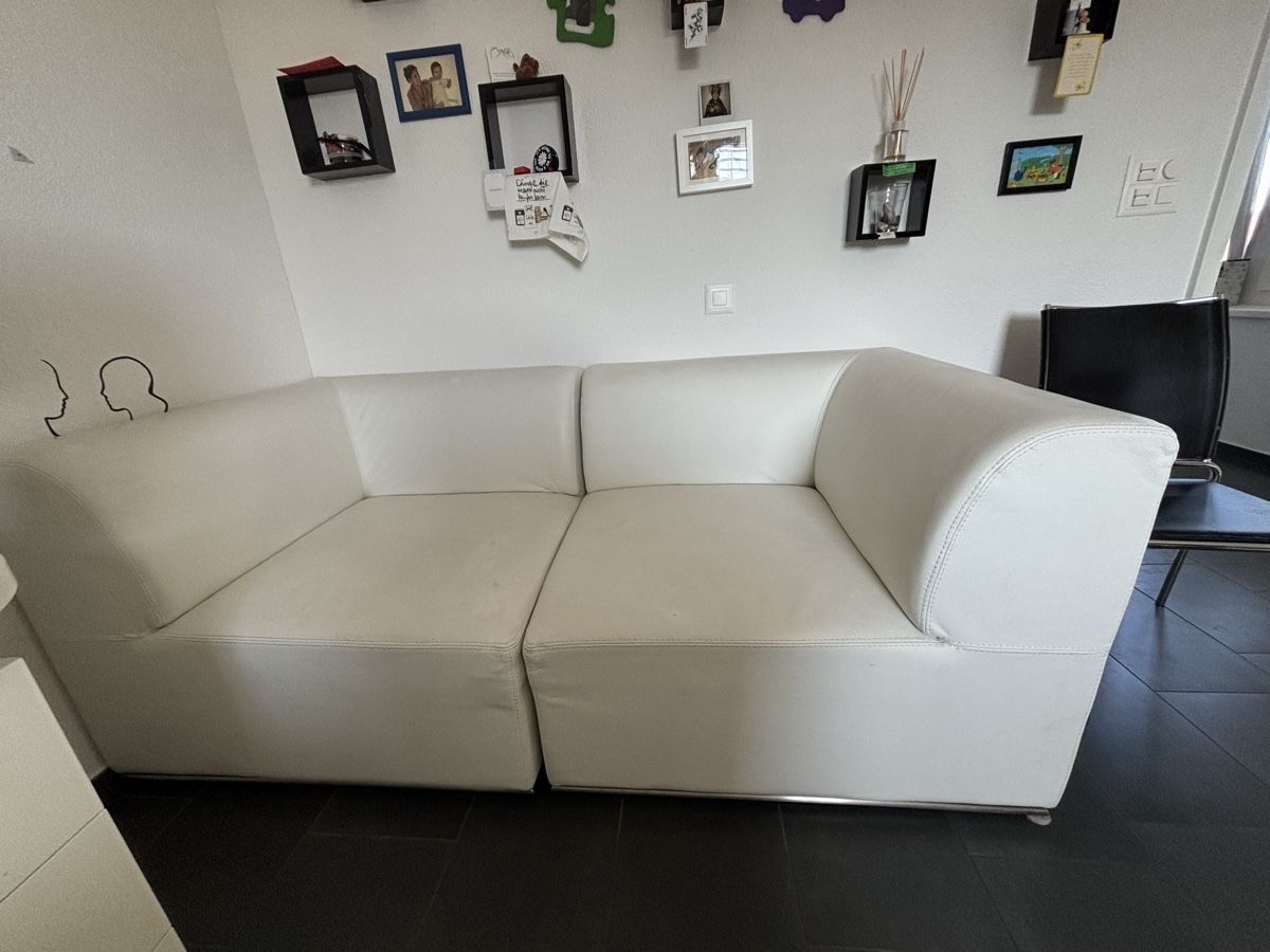Sofas: 3-teilige Echtleder-Sofagarnitur in Cremeweiss – Gebraucht aus Menziken von jul.kl 2