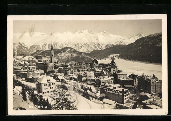 Cartoline postali: St. Moritz, Ortsansicht aus der Vogelsch – Usato da Berlin venduto da bartko-reher