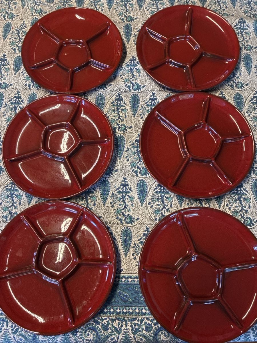 Assiettes: 6 Teller für  Raclette oder Servierteller rot Keramik – D'occasion à Theilingen par maidjam 2