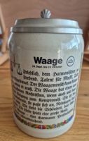 Bierkrug mit Zinndeckel, Sternzeichen Waage