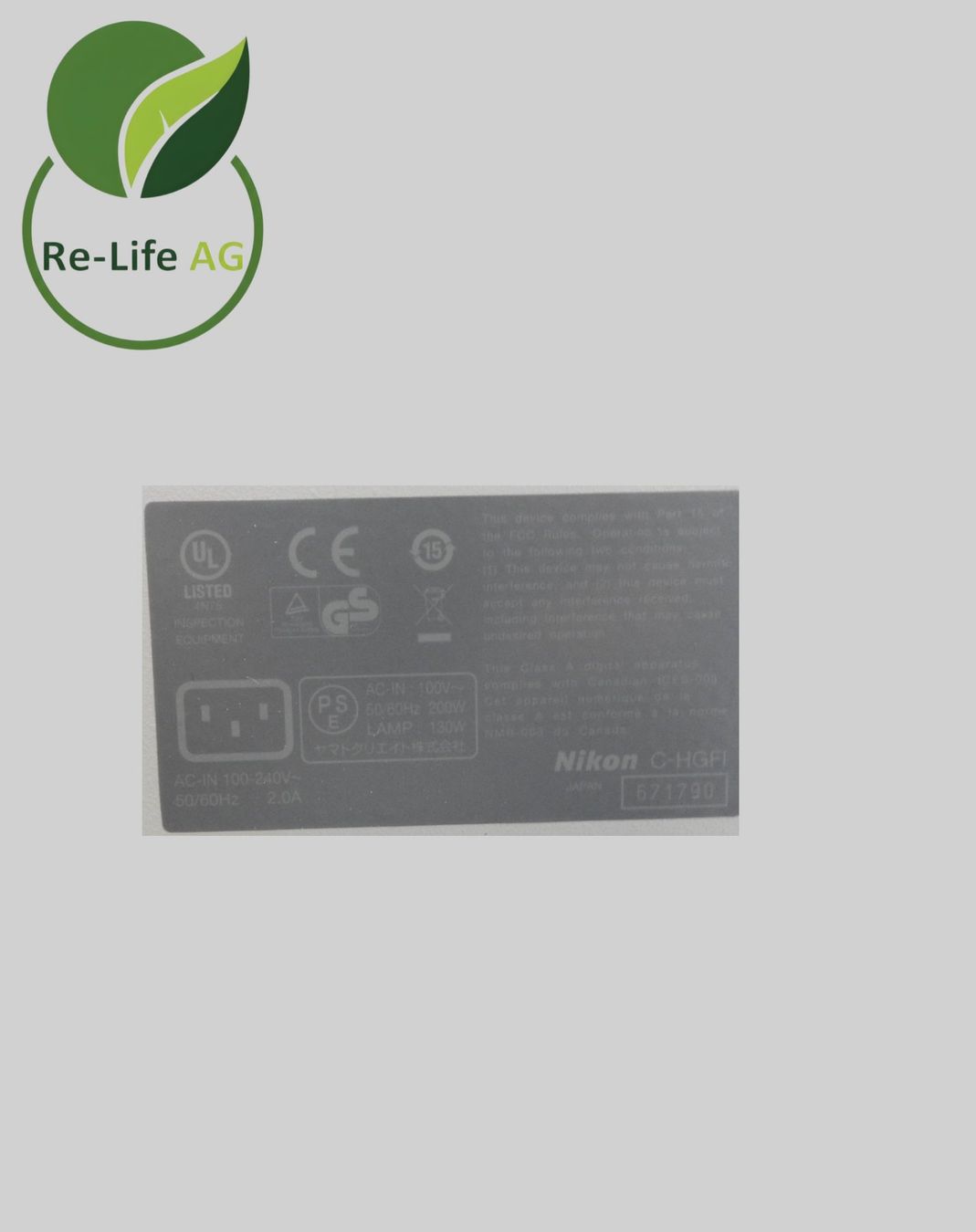 Toutes les machines: Nikon | Intensilight C-HGFI |Microscopy Light | Fully Tested – D'occasion à Reinach BL par Re-LifeAG_Labor 4