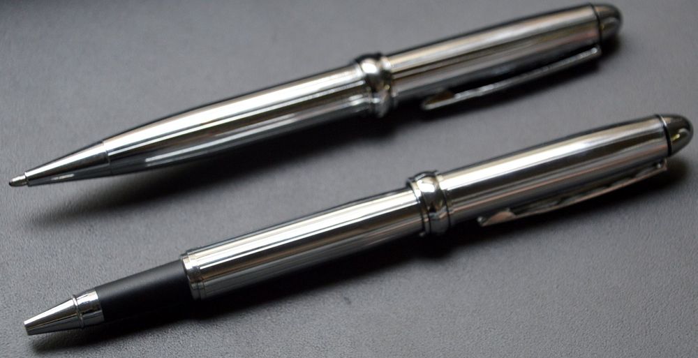 2 Stück Jinhao 750 Rollerball Kugelschreiber – Silber & Gold, Mit Nachfüllungen, 145 Mm