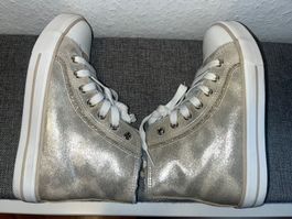 Trendy Friboo high top sneakers GOLD, side zip size 35