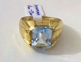 Gelbgold Ring Unikat 18 Karat Aquamarin