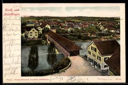 AK Andelfingen, Gedeckte Brücke und Ortsansicht