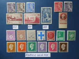 Frankreich Lot ab 1938, teilweise mit RF Aufdruck