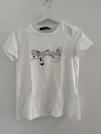 T-Shirt Hallhuber weiss mit Italien Print Grösse XS