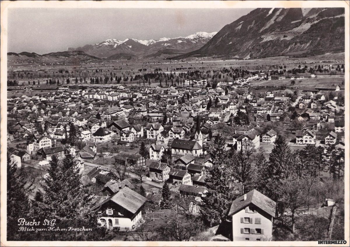 Cartoline postali: Buchs SG // Dorf // Hoher Freschen – Usato da Basel venduto da intermezzo12