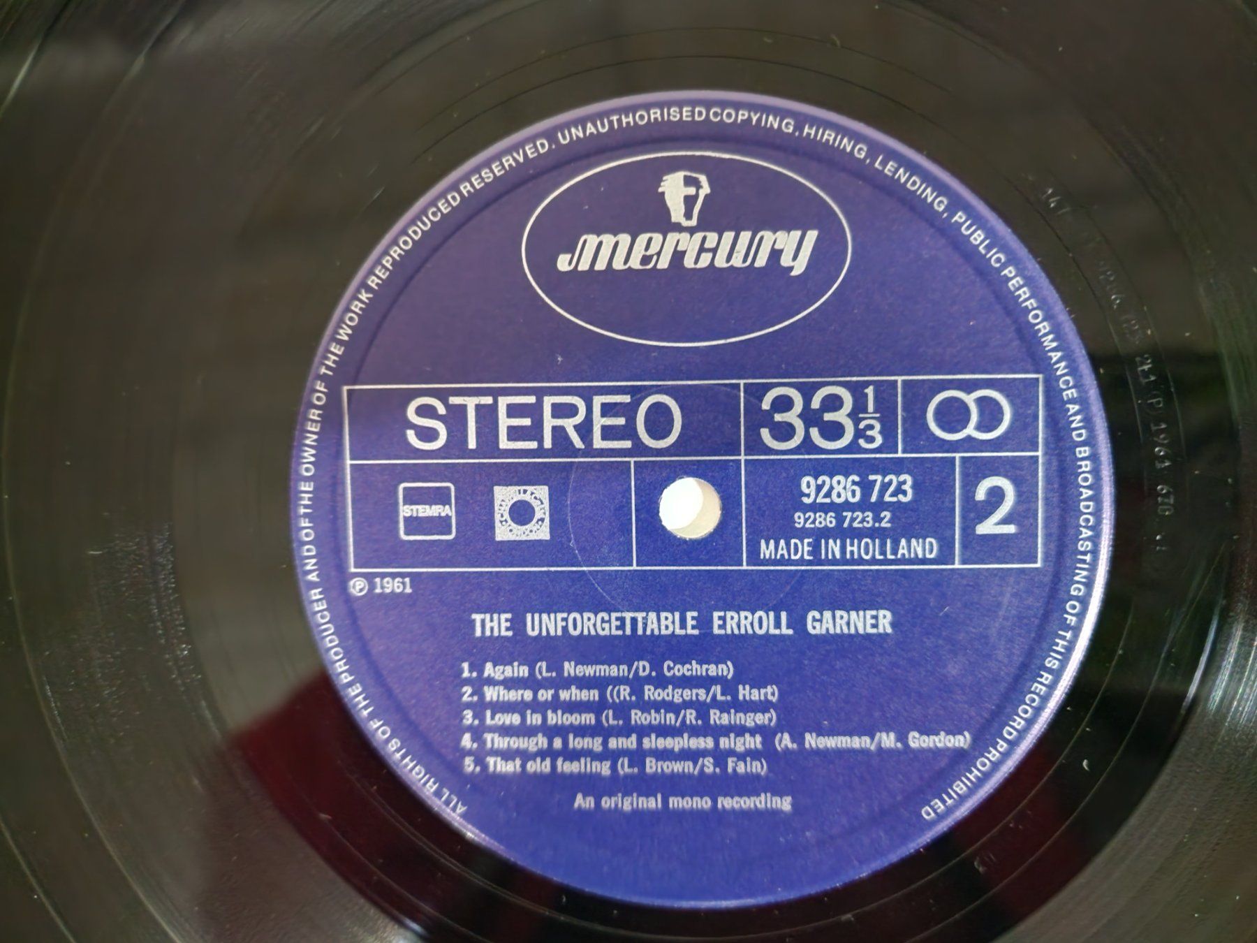 Dischi in vinile: Erroll Garner LP – The Unforgettable Erroll Garner – Usato da Root venduto da atelier22 3