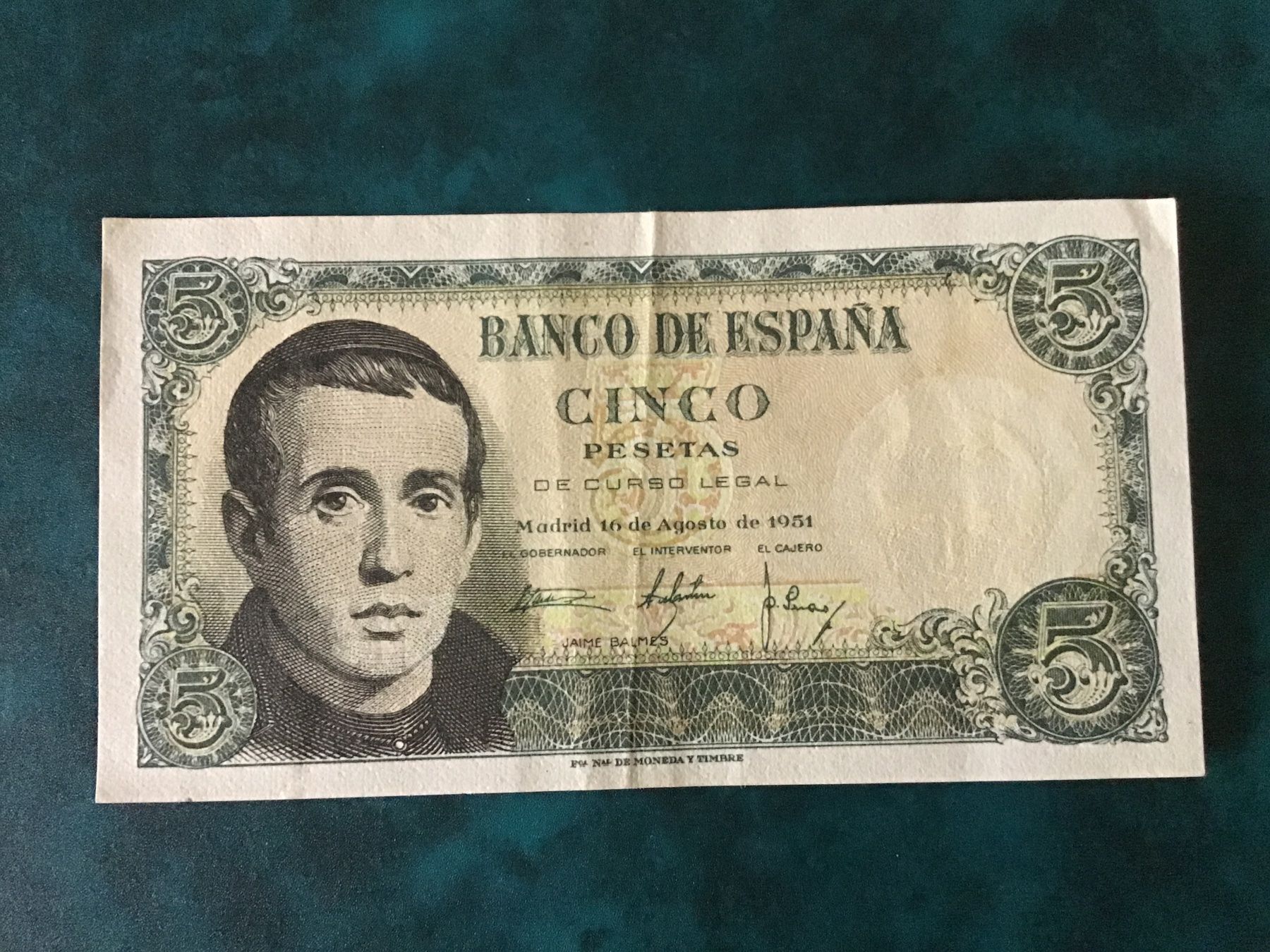 Banknoten: 5 Pesetas Spanien 1951 – Gebraucht aus Urtenen-Schönbühl von absolut08