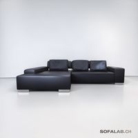 Ewald Schillig Ecksofa aus schwarzem Nappaleder
