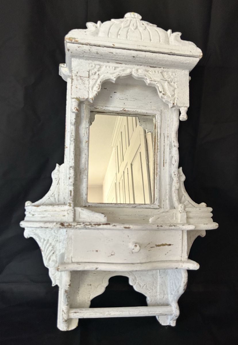 Scaffali: White Shabby Chic Wall Shelf with Mirror & Drawer! – Usato da Zürich venduto da Mistral61